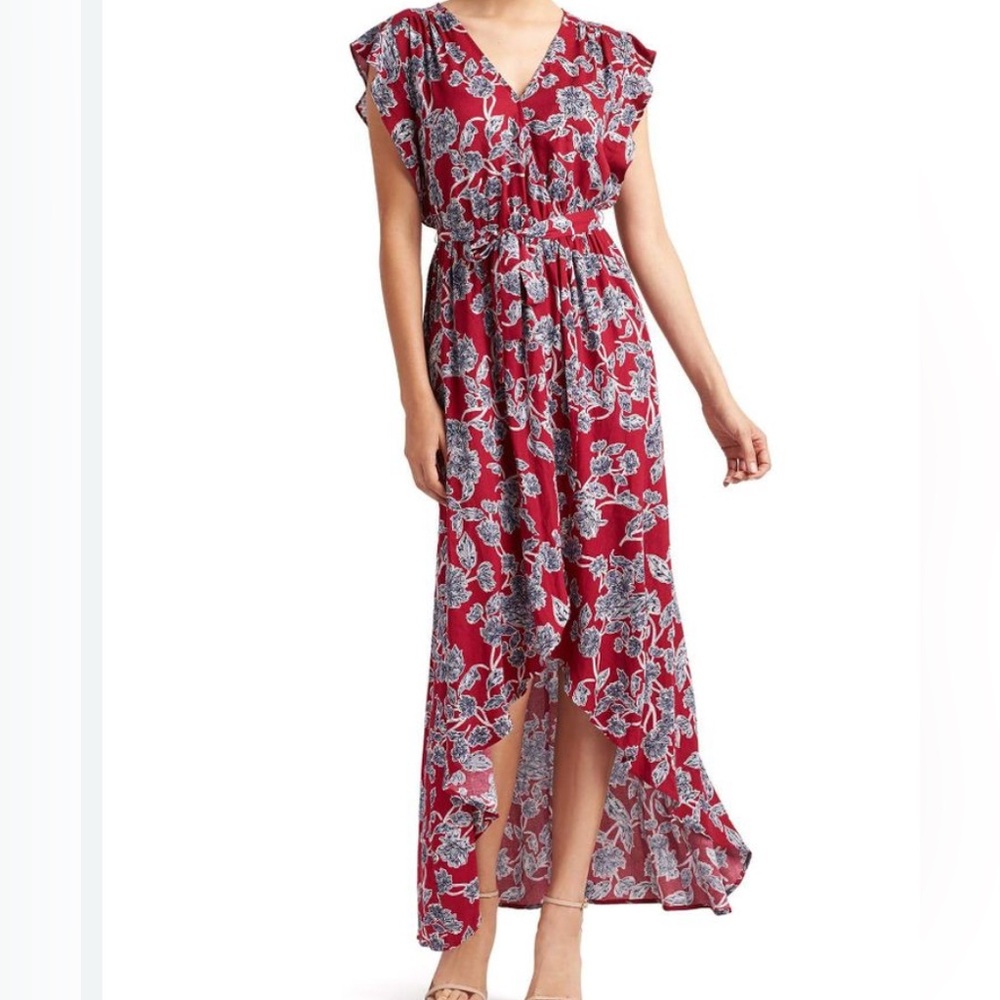 Splendid Red and White Asymmetrical Dress